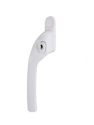 Klamka do okien z kluczem odgięta w lewo