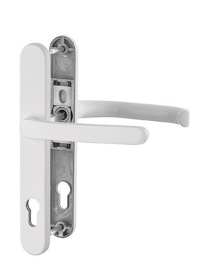 Klamka do drzwi pod żaluzje DG58 na szyldzie PZ - biel 216