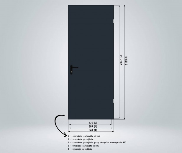 Drzwi techniczne 80 drzwi do piwnic antracytowe