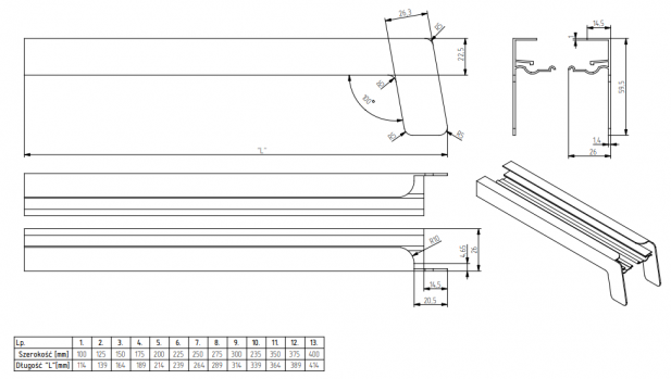 Zaślepki do parapetu zewnętrznego aluminiowa 350 RAL 7016 antracyt